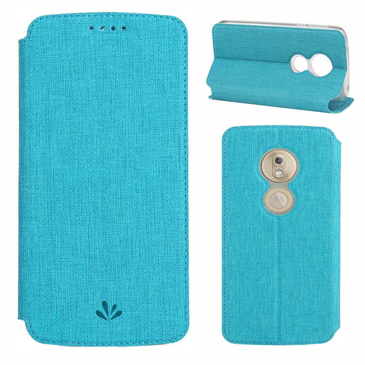 VILI DMX Cross Texture Card Holder Leather Stand Cover for Motorola Moto G7 Play (EU Version) - Blue-1