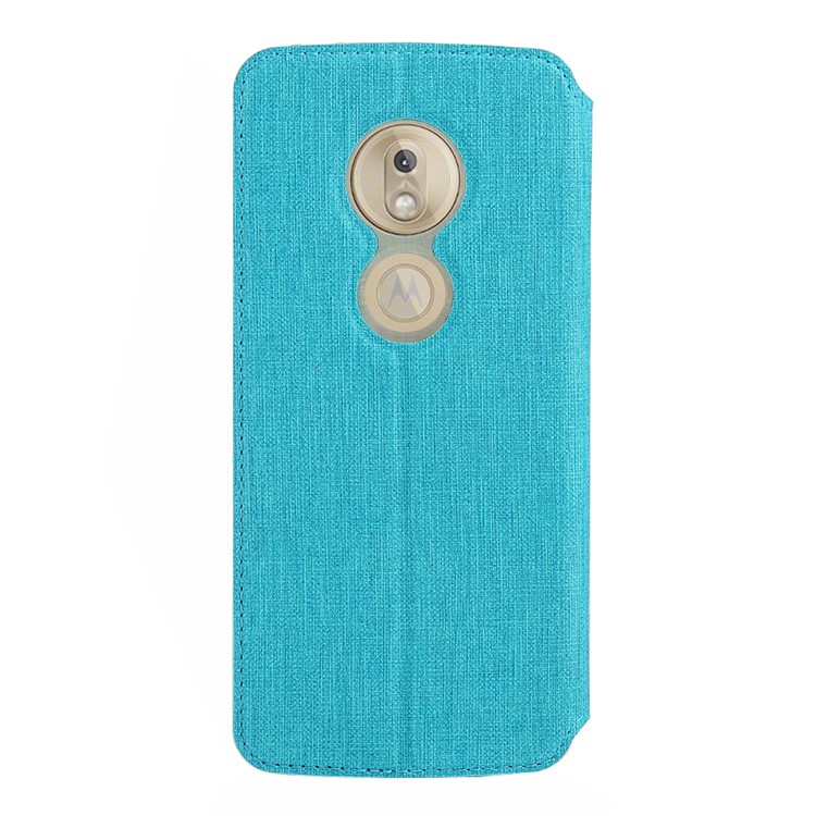 VILI DMX Cross Texture Card Holder Leather Stand Cover for Motorola Moto G7 Play (EU Version) - Blue-3