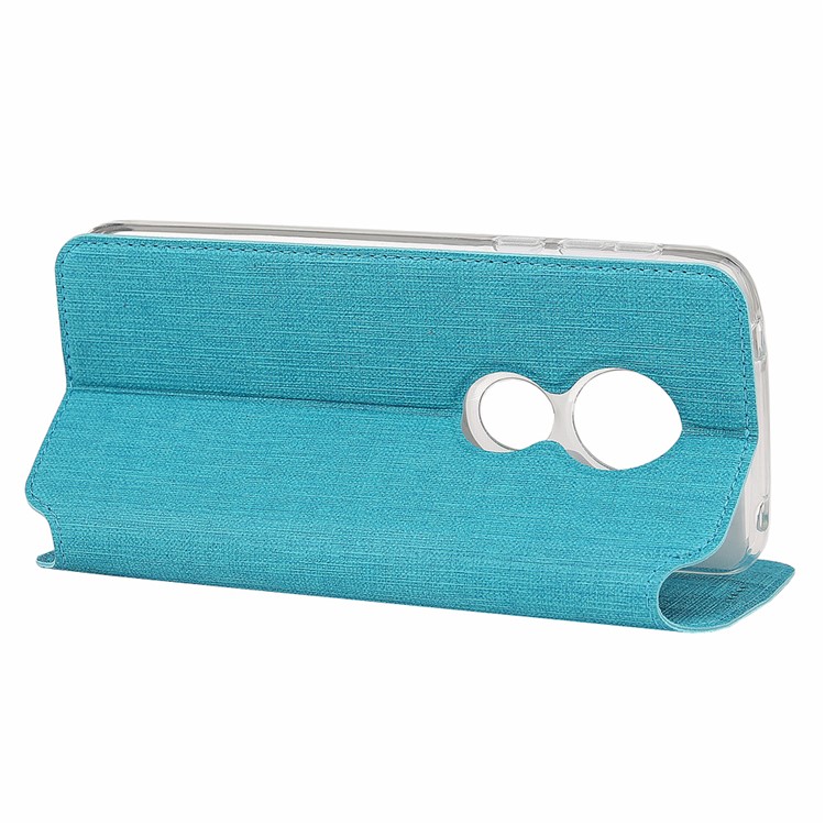 VILI DMX Cross Texture Card Holder Leather Stand Cover for Motorola Moto G7 Play (EU Version) - Blue-4