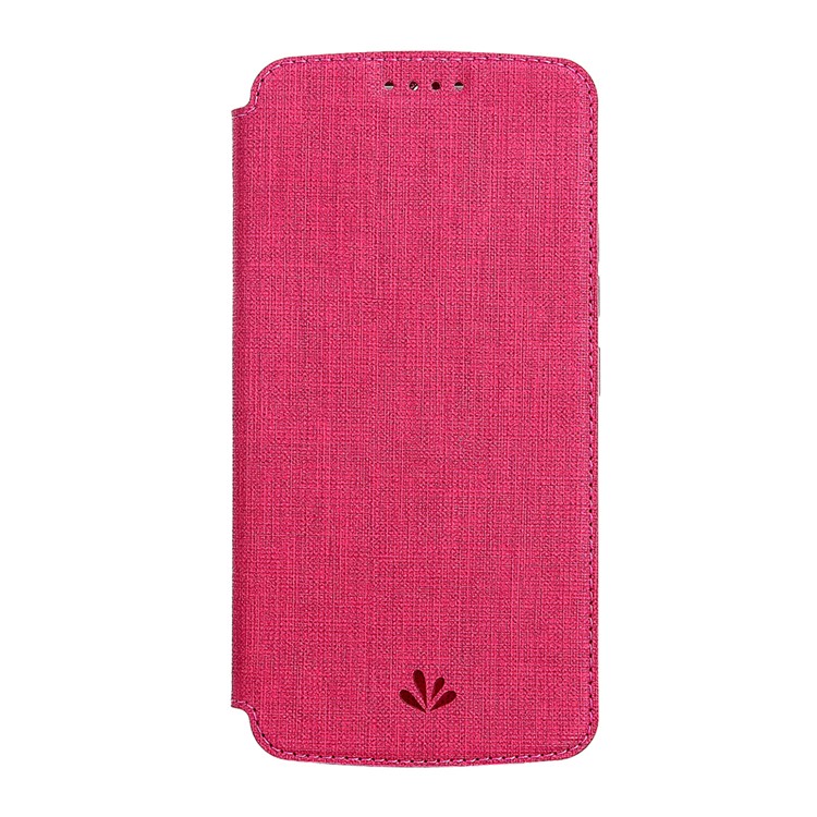 VILI DMX Cross Texture Card Holder Leather Stand Cover for Motorola Moto G7 Play (EU Version) - Rose-2