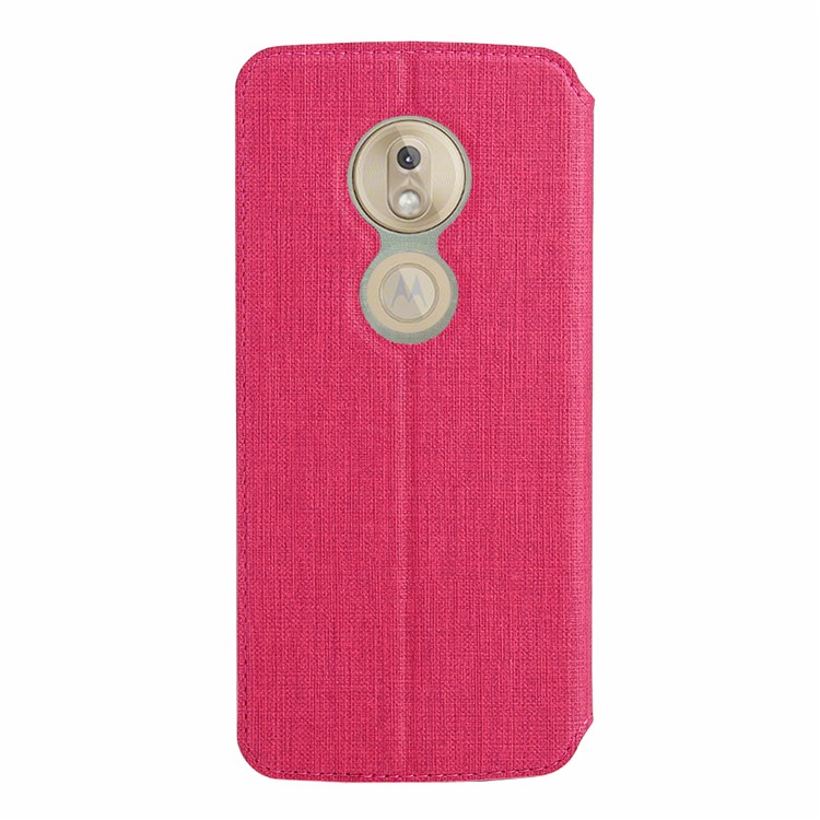 VILI DMX Cross Texture Card Holder Leather Stand Cover for Motorola Moto G7 Play (EU Version) - Rose-3
