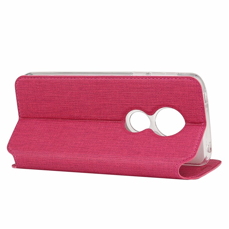 VILI DMX Cross Texture Card Holder Leather Stand Cover for Motorola Moto G7 Play (EU Version) - Rose-4