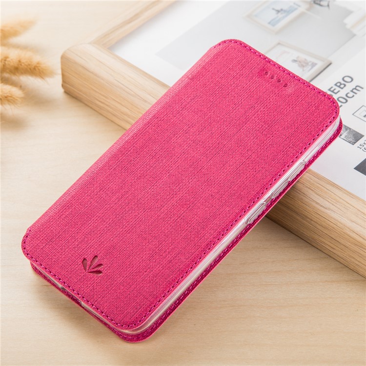 VILI DMX Cross Texture Card Holder Leather Stand Cover for Motorola Moto G7 Play (EU Version) - Rose-5