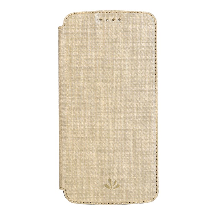 VILI DMX Cross Texture Card Holder Leather Stand Cover for Motorola Moto G7 Play (EU Version) - Gold-2