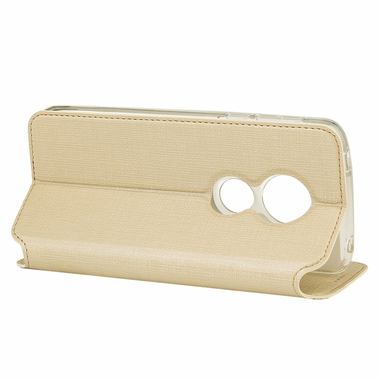 VILI DMX Cross Texture Card Holder Leather Stand Cover for Motorola Moto G7 Play (EU Version) - Gold-4