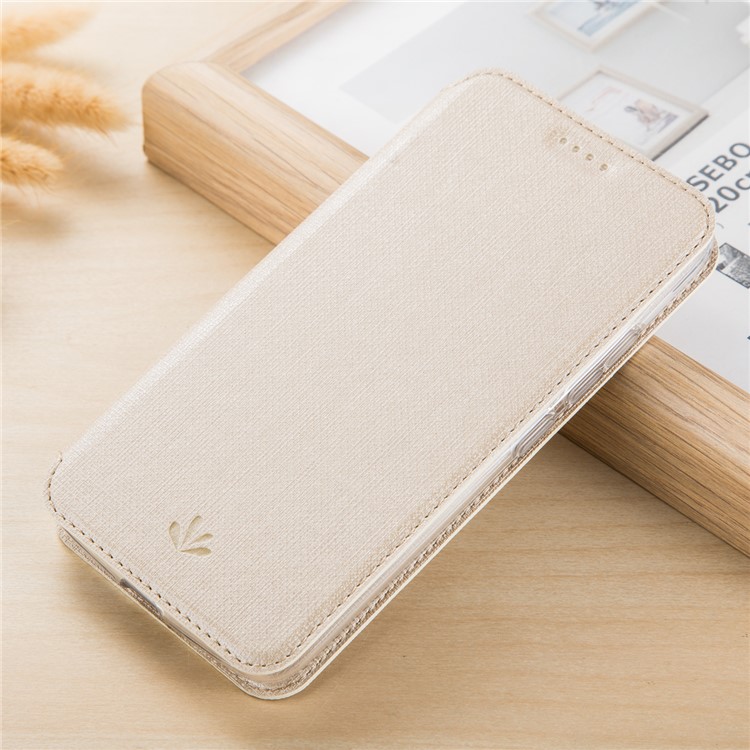 VILI DMX Cross Texture Card Holder Leather Stand Cover for Motorola Moto G7 Play (EU Version) - Gold-5