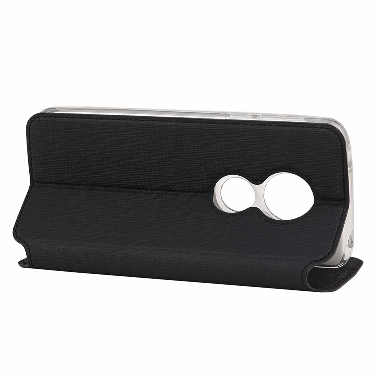 VILI DMX Cross Texture Card Holder Leather Stand Cover for Motorola Moto G7 Play (EU Version) - Black-4