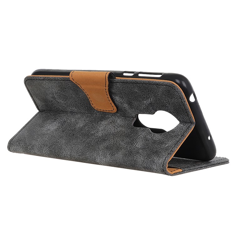 Retro Split Leather Wallet Stand Case for Motorola Moto G7 Power (EU Version) - Grey-12