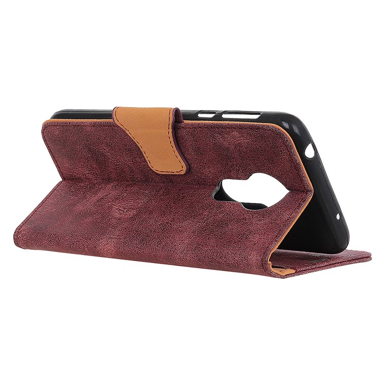 Retro Split Leather Wallet Stand Case for Motorola Moto G7 Power (EU Version) - Red-11
