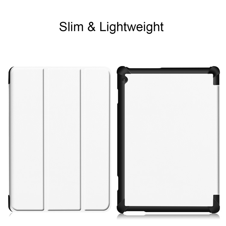 Tri-fold Stand Leather Case for Lenovo Tab M10 TB-X605F TB-X505F - White-4