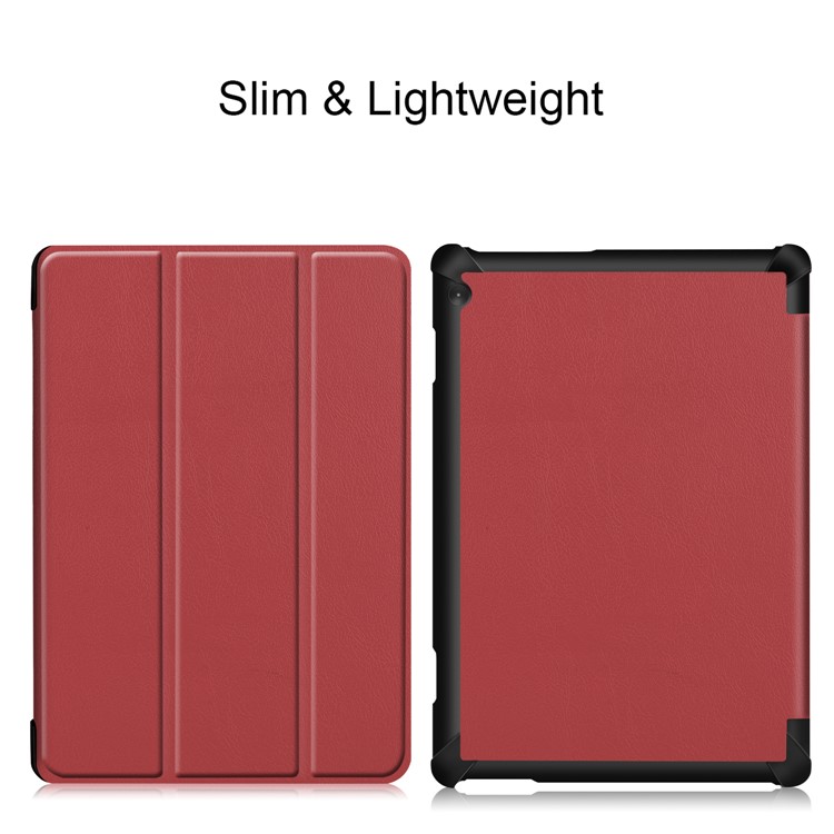 Tri-fold Stand Leather Case for Lenovo Tab M10 TB-X605F - Wine Red-4