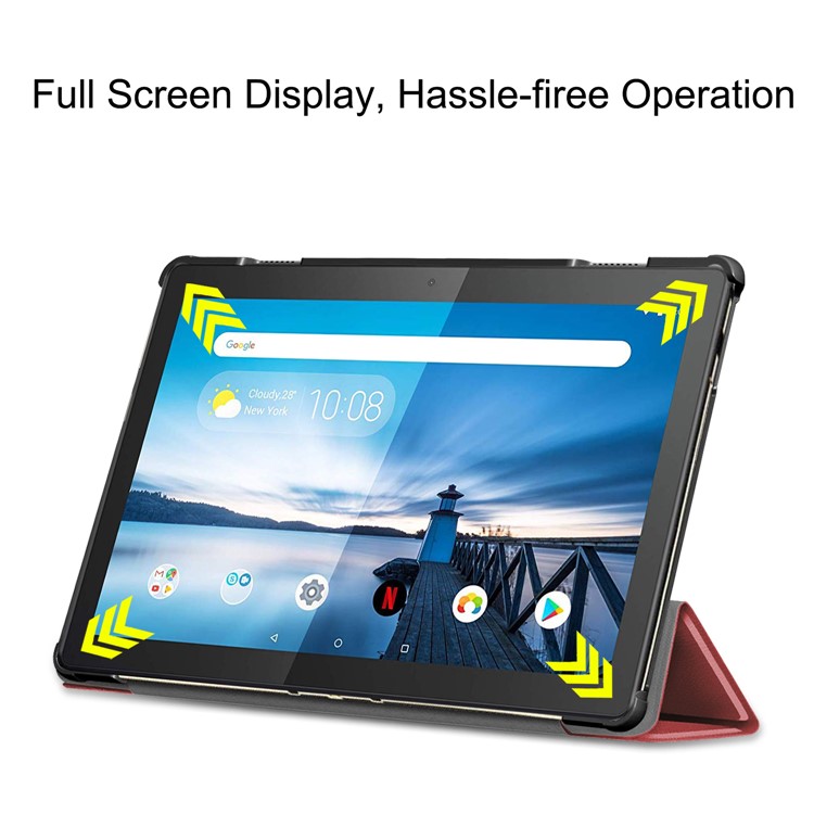 Tri-fold Stand Leather Case for Lenovo Tab M10 TB-X605F - Wine Red-6