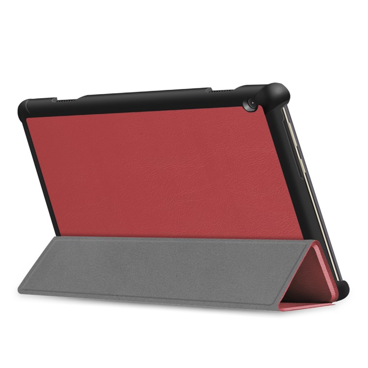 Tri-fold Stand Leather Case for Lenovo Tab M10 TB-X605F - Wine Red-7