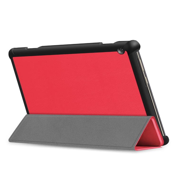 Tri-fold Stand Leather Case for Lenovo Tab M10 TB-X605F - Red-7