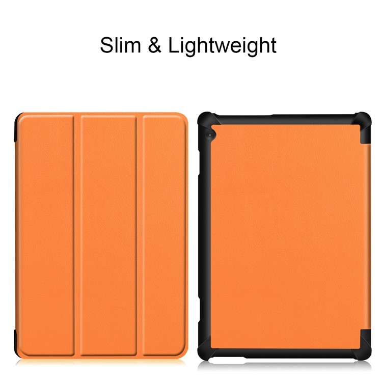 Tri-fold Stand Leather Case for Lenovo Tab M10 TB-X605F - Orange-4