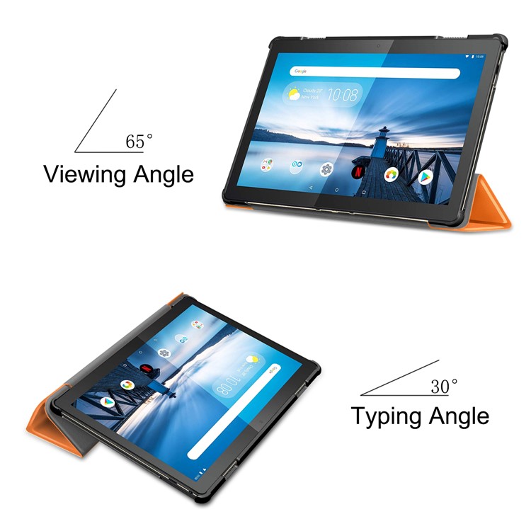 Tri-fold Stand Leather Case for Lenovo Tab M10 TB-X605F - Orange-5