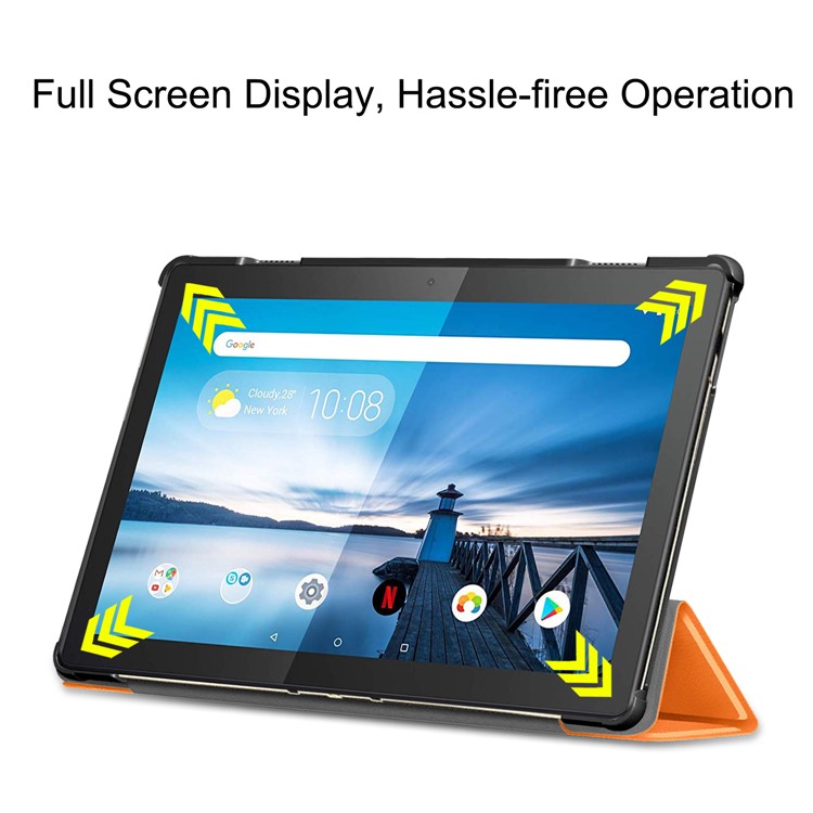 Tri-fold Stand Leather Case for Lenovo Tab M10 TB-X605F - Orange-6
