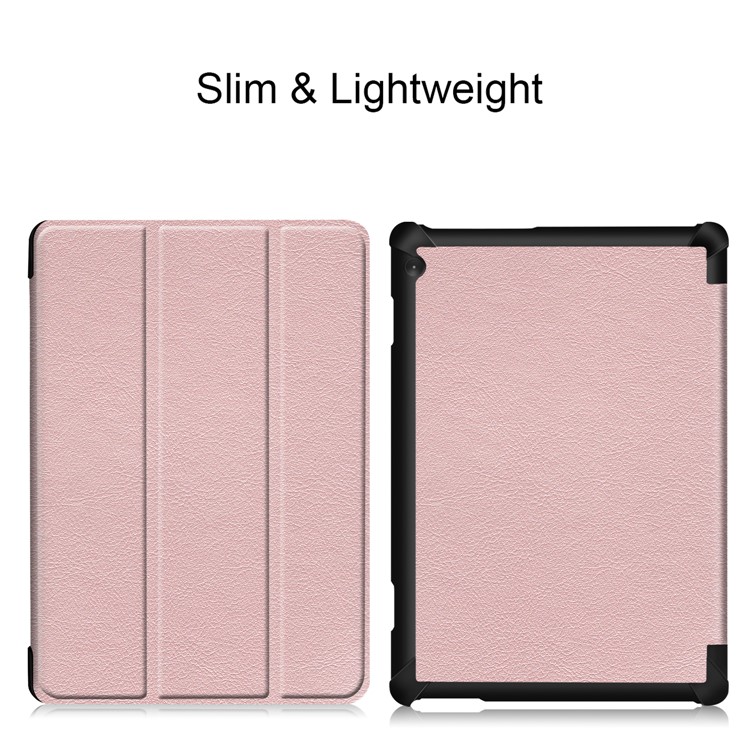 Tri-fold Stand Leather Case for Lenovo Tab M10 TB-X605F - Pink-4