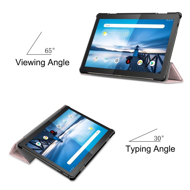 Tri-fold Stand Leather Case for Lenovo Tab M10 TB-X605F - Pink-5