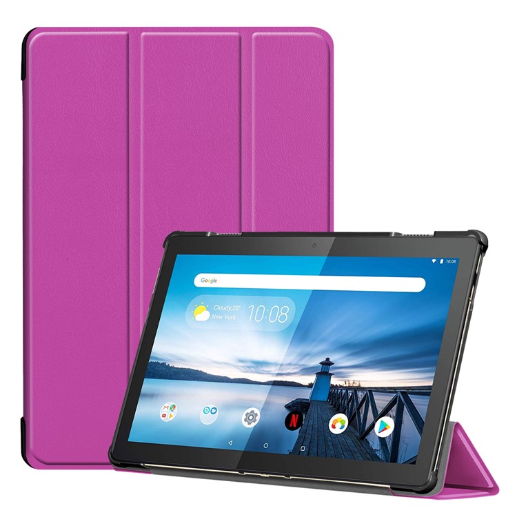 Tri-fold Stand Leather Case for Lenovo Tab M10 TB-X605F TB-X505F - Purple-1