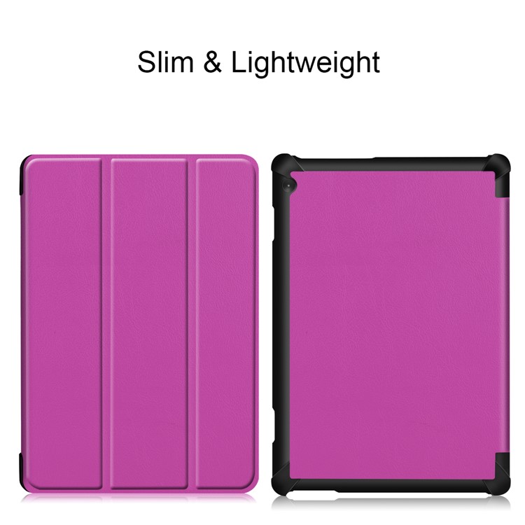 Tri-fold Stand Leather Case for Lenovo Tab M10 TB-X605F TB-X505F - Purple-4