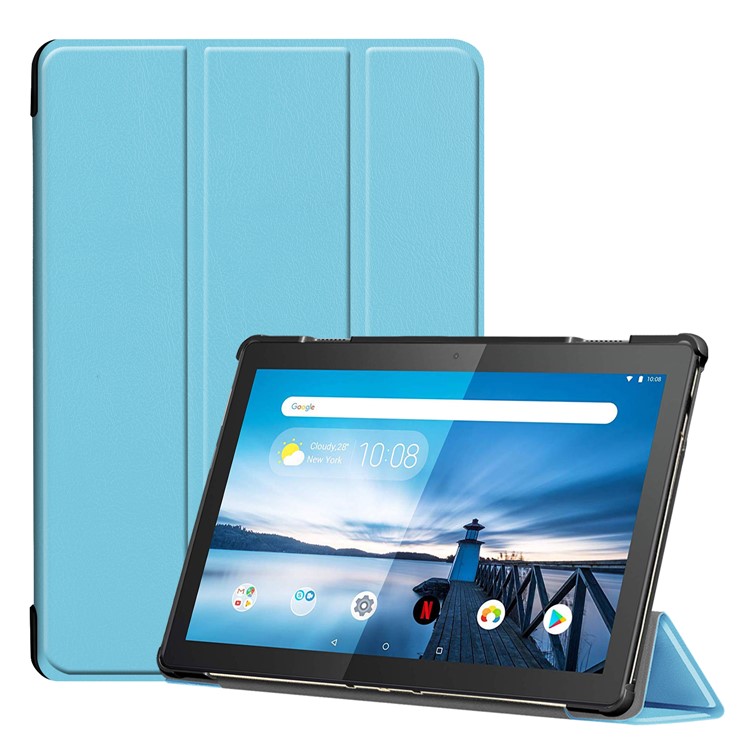 Tri-fold Stand Leather Case for Lenovo Tab M10 TB-X605F - Baby Blue-1