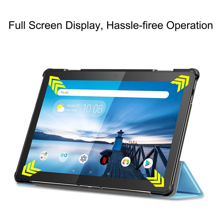 Case de Cuero de Soporte Tri-pliegue Diseño de Bisel Estrecho Tapa de Tableta de Soporte de Doble Ángulo Para Lenovo Tab M10 TB-X605F/TB-X505F - Bebe Azul