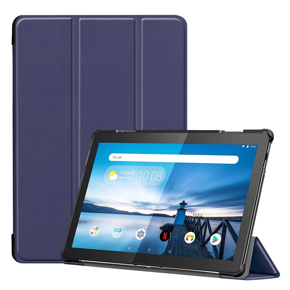 Tri-fold Stand Leather Case for Lenovo Tab M10 TB-X605F TB-X505F - Dark Blue-1