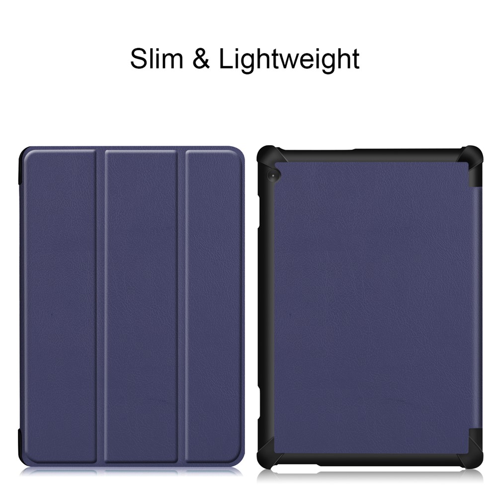 Tri-fold Stand Leather Case for Lenovo Tab M10 TB-X605F TB-X505F - Dark Blue-4