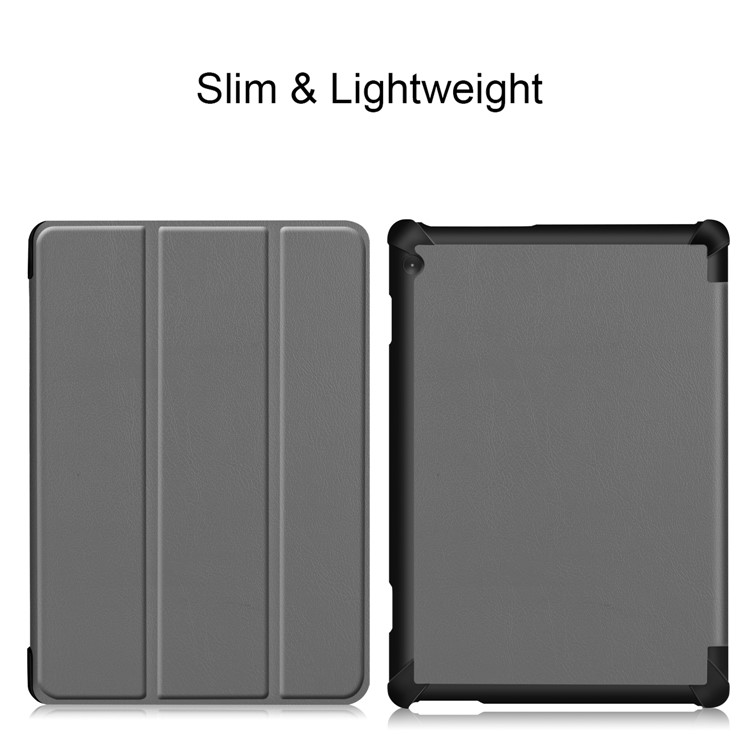 Tri-fold Stand Leather Case for Lenovo Tab M10 TB-X605F TB-X505F - Grey-4