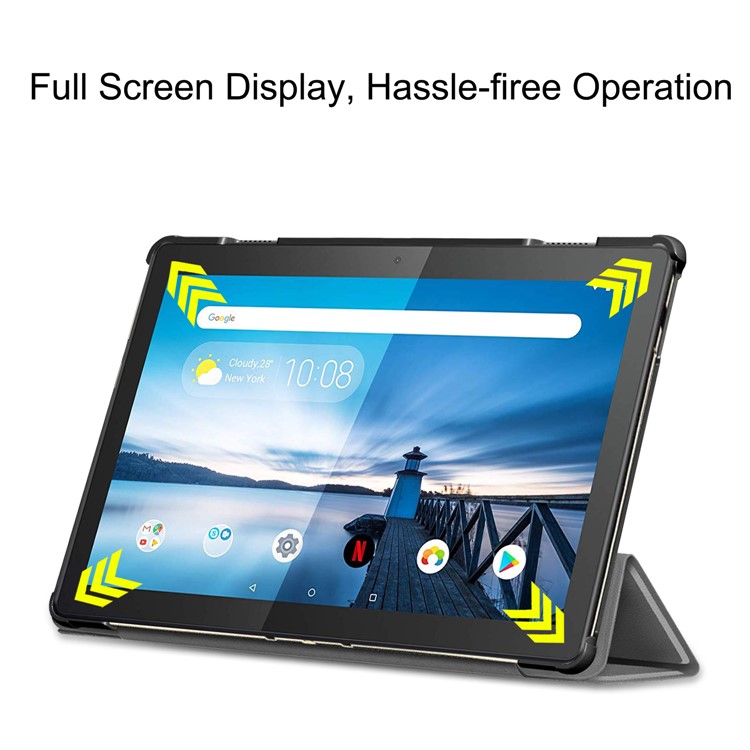 Tri-fold Ständer Lederhülle Schmales Benzes Design Dual-winkel-tragetablettenabdeckung Für Lenovo Tab M10 TB-X605F/TB-X505F - Grau-6