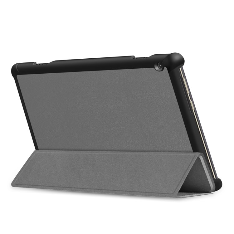 Tri-fold Ständer Lederhülle Schmales Benzes Design Dual-winkel-tragetablettenabdeckung Für Lenovo Tab M10 TB-X605F/TB-X505F - Grau-7