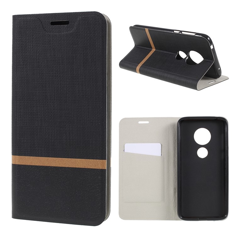 Cross Pattern Leather Card Holder Phone Cover (Built-in Steel Sheet) for Motorola Moto E5 Play (US Version) - Black-1