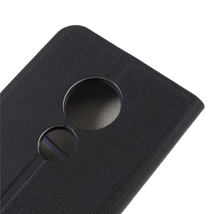 Cross Pattern Leather Card Holder Phone Cover (Built-in Steel Sheet) for Motorola Moto E5 Play (US Version) - Black-5