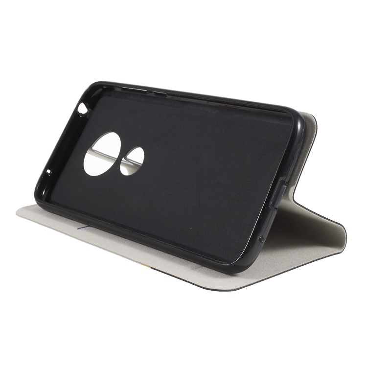 Cross Pattern Leather Card Holder Phone Cover (Built-in Steel Sheet) for Motorola Moto G7 Play (US Version) - Grey-2
