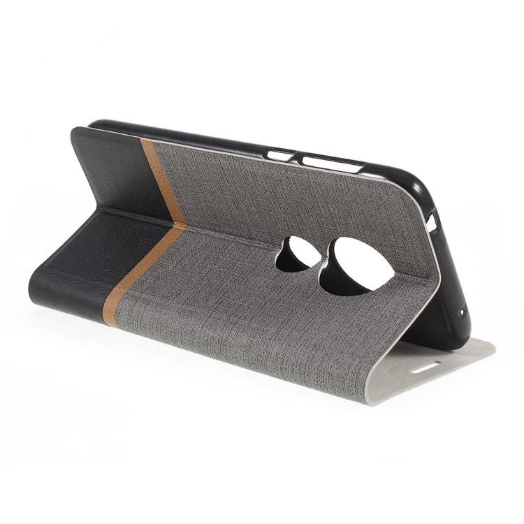 Cross Pattern Leather Card Holder Phone Cover (Built-in Steel Sheet) for Motorola Moto G7 Play (US Version) - Grey-3