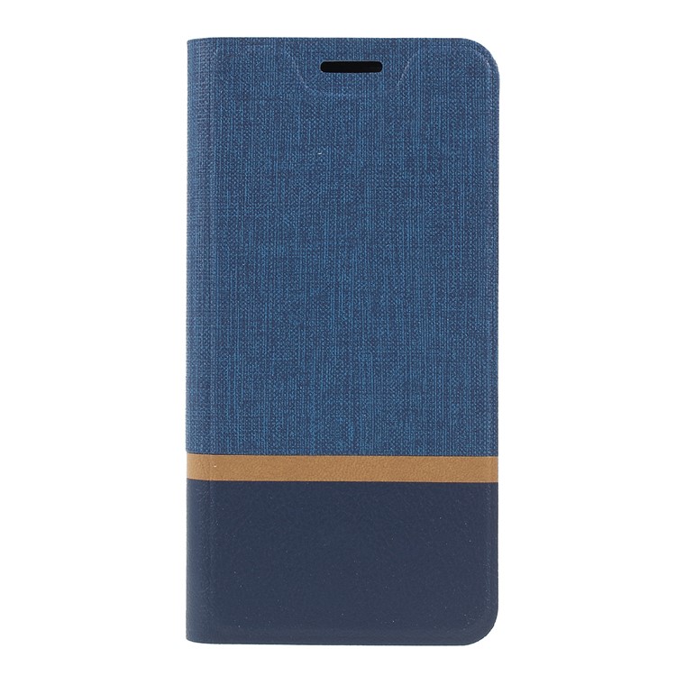 Cross Pattern Leather Card Holder Phone Cover (Built-in Steel Sheet) for Motorola Moto G7 Play (US Version) - Blue-1