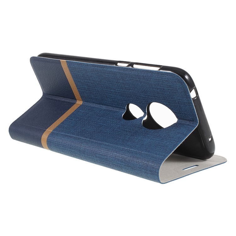 Cross Pattern Leather Card Holder Phone Cover (Built-in Steel Sheet) for Motorola Moto G7 Play (US Version) - Blue-3