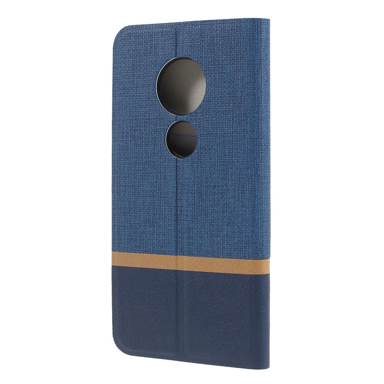 Cross Pattern Leather Card Holder Phone Cover (Built-in Steel Sheet) for Motorola Moto G7 Play (US Version) - Blue-5