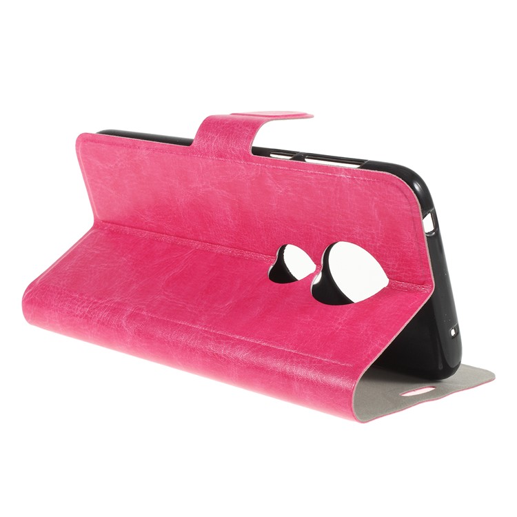 Crazy Horse Stand Leather Flip Cover with Card Slot for Motorola Moto G7 Play (US Version) - Rose-3