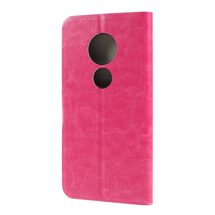Crazy Horse Stand Leather Flip Cover with Card Slot for Motorola Moto G7 Play (US Version) - Rose-5