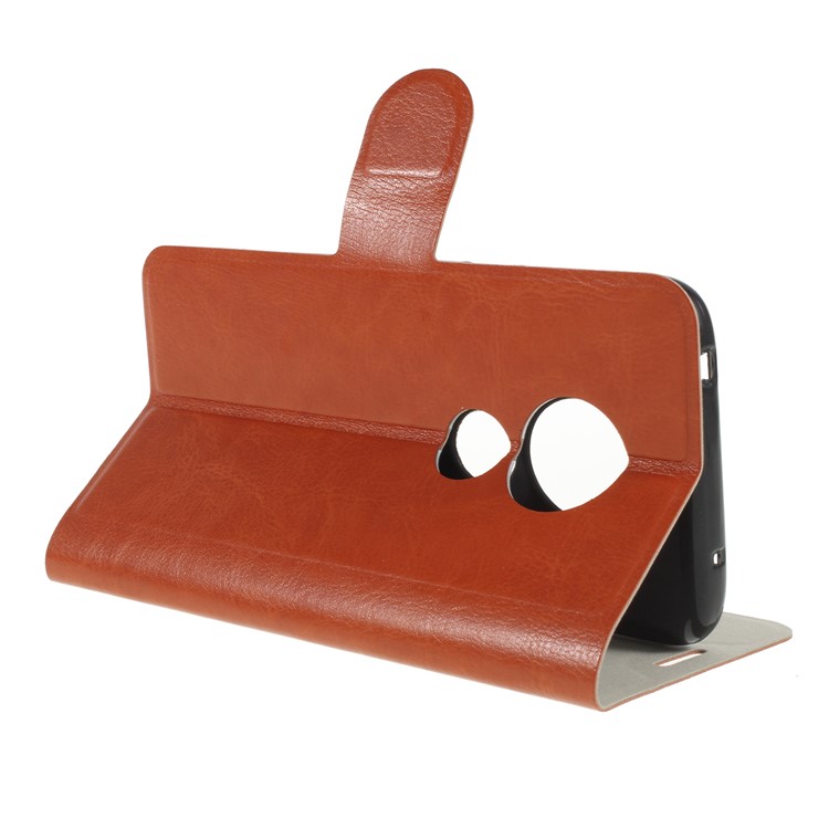 Crazy Horse Stand Leather Flip Cover with Card Slot for Motorola Moto G7 Play (US Version) - Brown-3