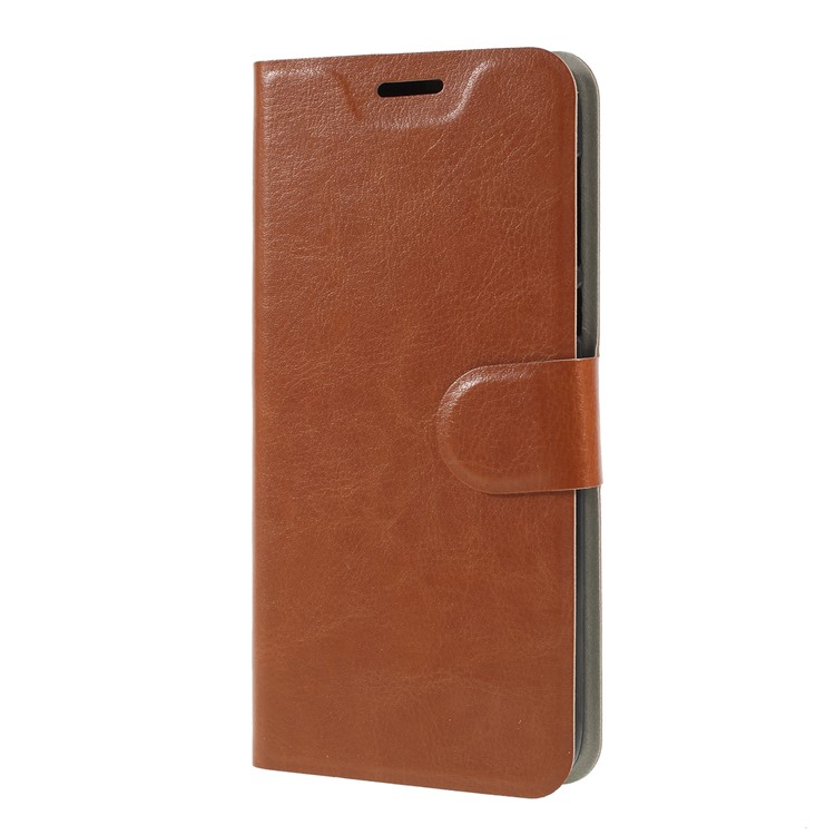 Crazy Horse Stand Leather Flip Cover with Card Slot for Motorola Moto G7 Play (US Version) - Brown-4