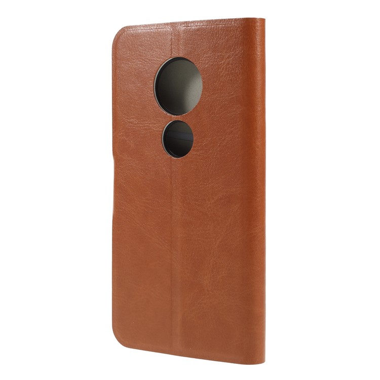 Crazy Horse Stand Leather Flip Cover with Card Slot for Motorola Moto G7 Play (US Version) - Brown-5