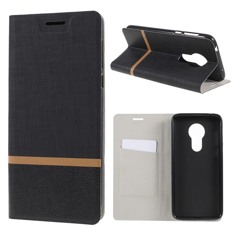 Cross Pattern Leather Card Holder Phone Cover (Built-in Steel Sheet) for Motorola Moto G7 Power (US Version) - Black-1