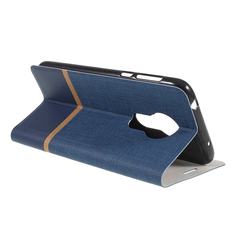 Cross Pattern Leather Card Holder Phone Cover (Built-in Steel Sheet) for Motorola Moto G7 Power (US Version) - Blue-3