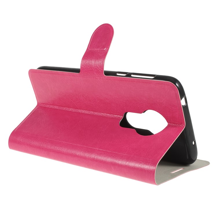 Crazy Horse Stand Leather Card Holder Case for Motorola Moto G7 Power (US Version) - Rose-3