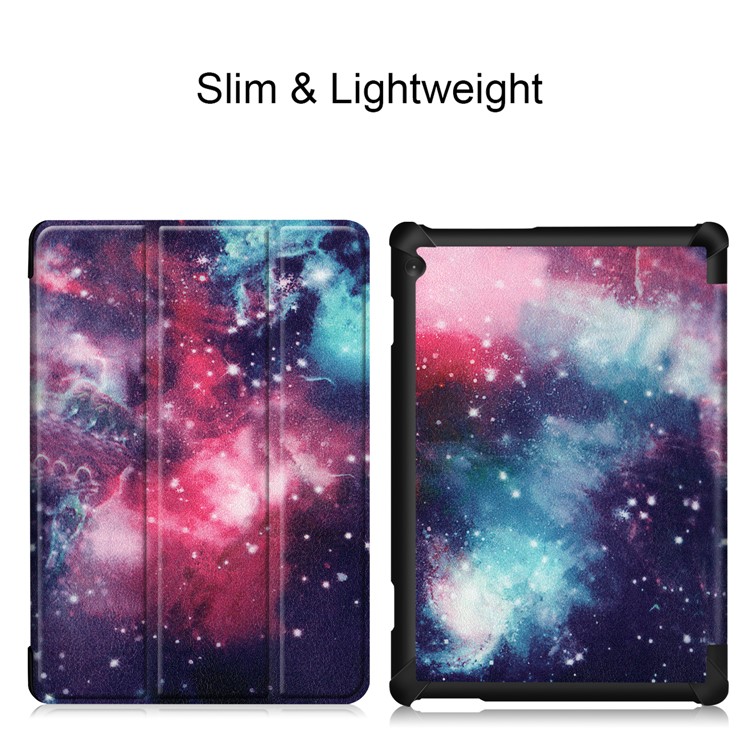 Pattern Printing Tri-fold Stand Leather Protection Case for Lenovo Tab M10 TB-X605F TB-X505F - Galaxy-4