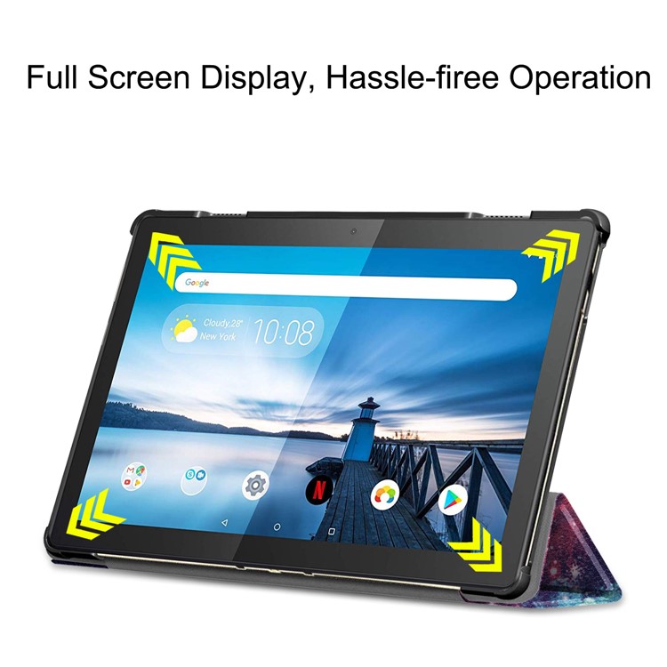 Pattern Printing Tri-fold Stand Leather Protection Case for Lenovo Tab M10 TB-X605F TB-X505F - Galaxy-6