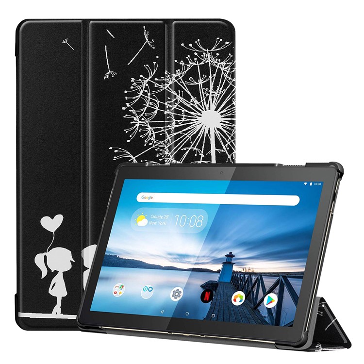 Pattern Printing Tri-fold Stand Leather Protection Case for Lenovo Tab M10 TB-X605F TB-X505F - Dandelion and Lovers-1